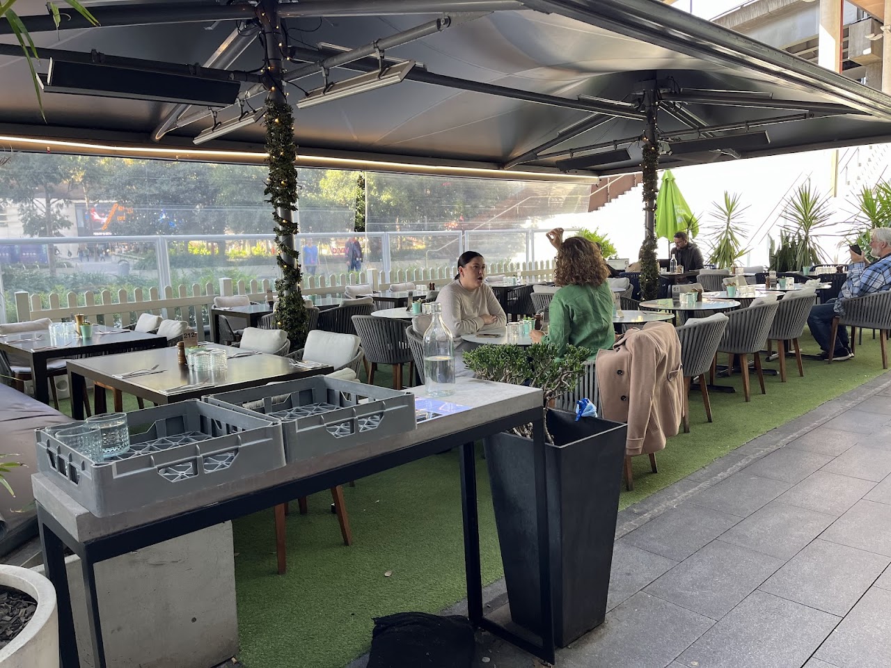 Covered outdoor dining area at Planar Restaurant